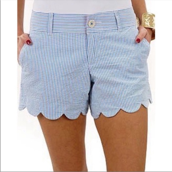 Lilly Pulitzer Buttercup Seersucker Scalloped Short Size 4 - Picture 3 of 16